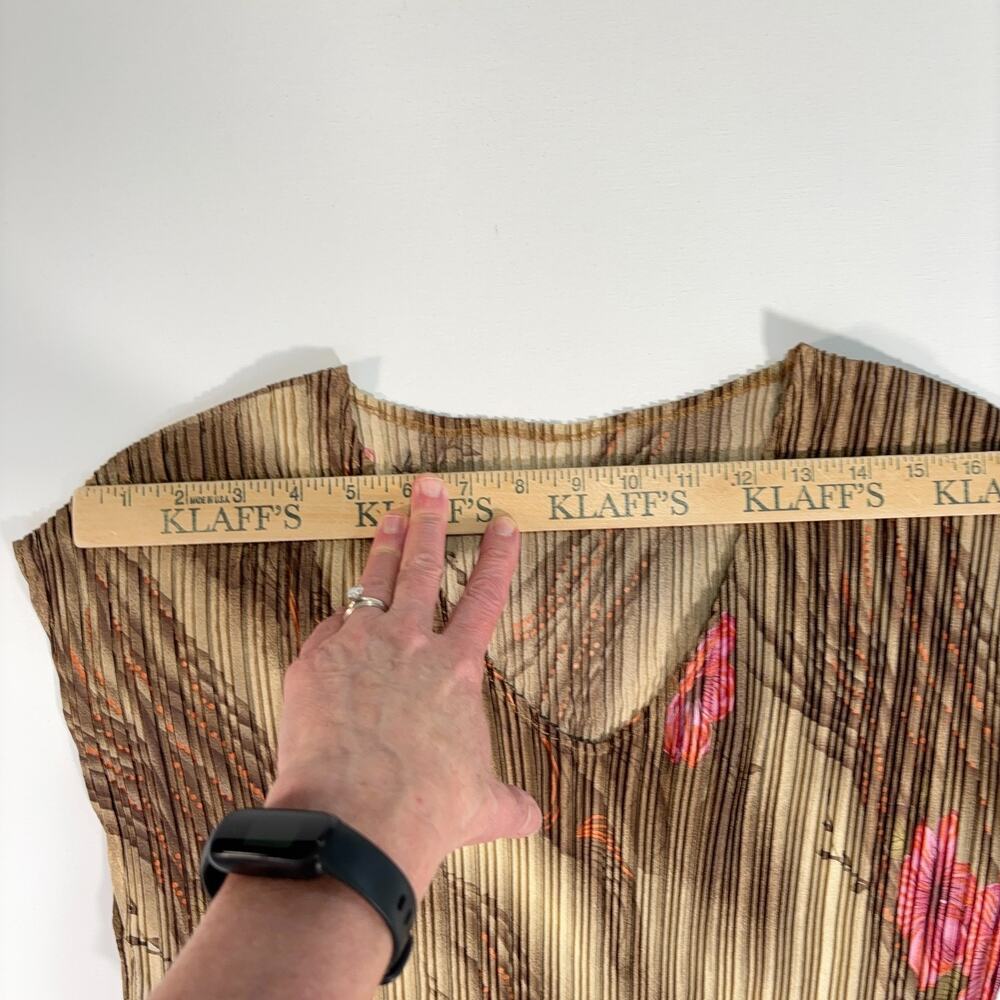 Avant-Garde Y2K Floral Pleated Top NWT Brown Pink Blouse Womens Small Medium - Picture 9 of 9